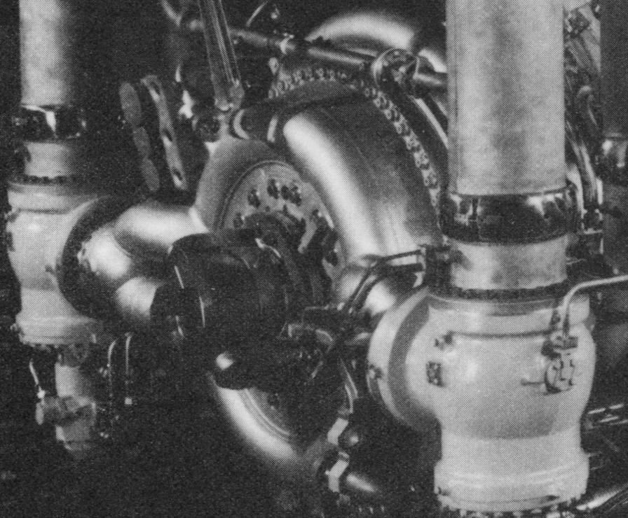 F-1 engine mockup FM-101 twin-elbow LOX dome inlet