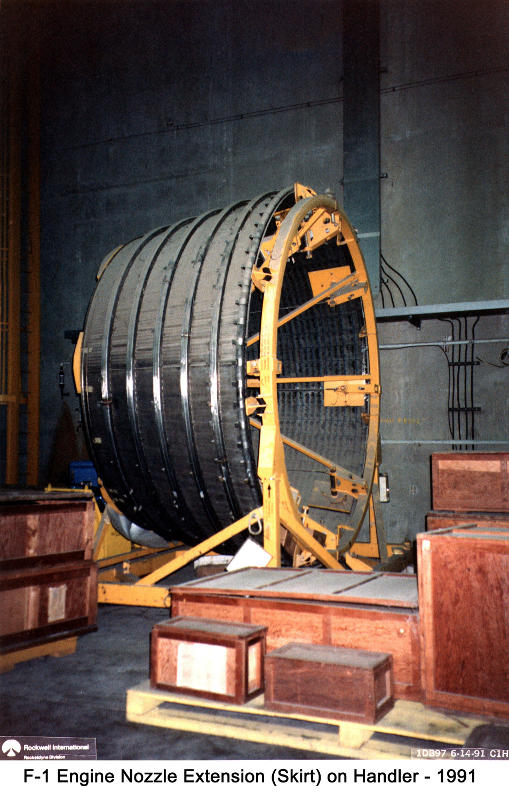 F-1 rocket engine nozzle extension with G4080 handling fixture