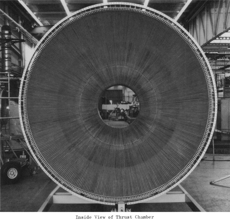 F-1 rocket engine bare thrust chamber regenerative cooling tubes