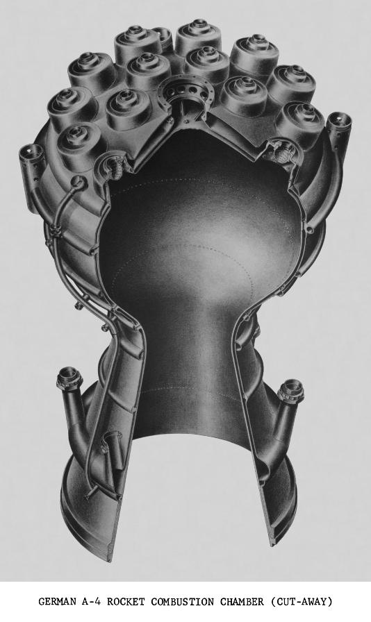 V-2 missile A-4 rocket engine combustion chamber cutaway